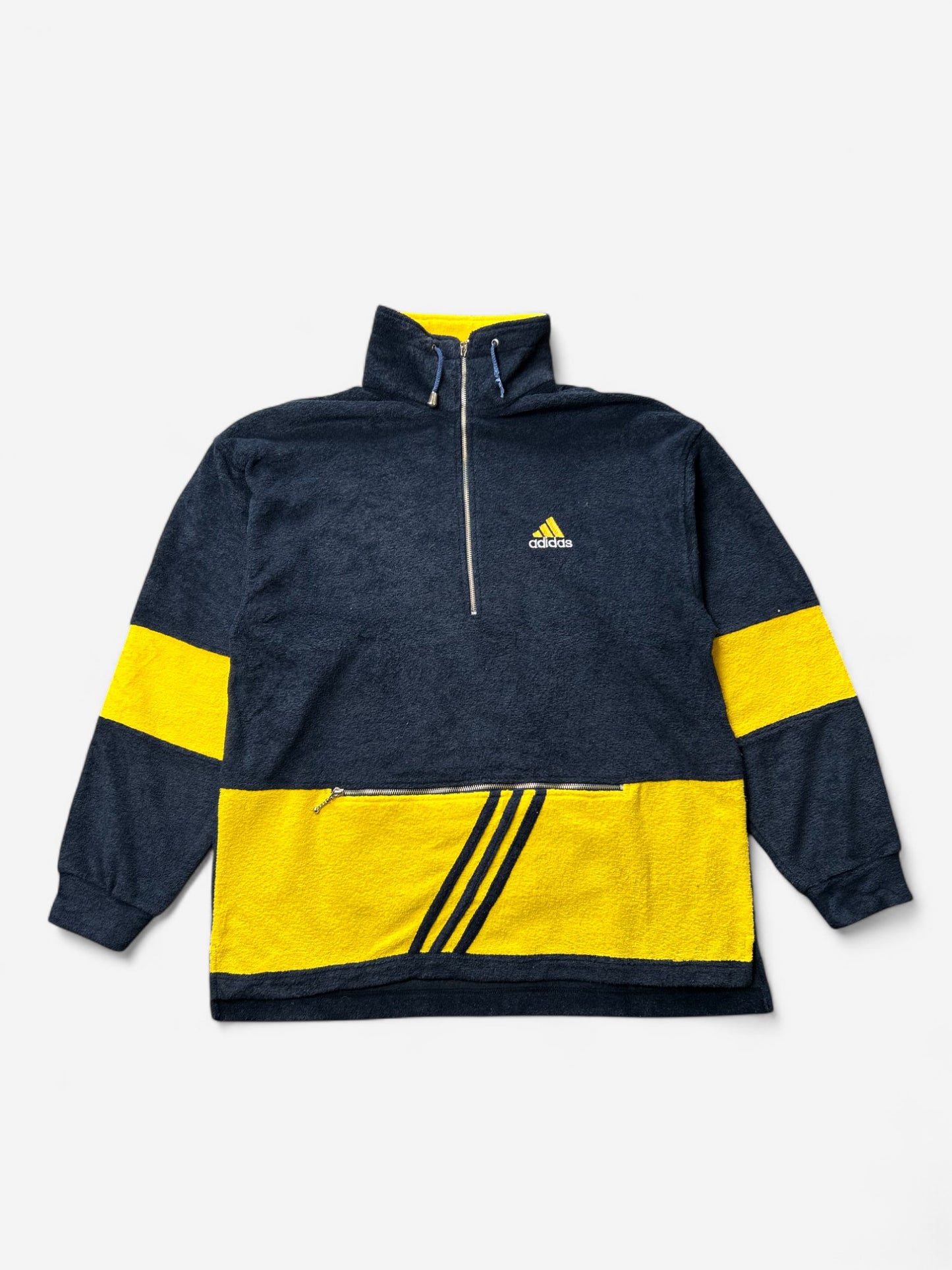 Adidas Navy and Yellow Striped Fleece (XXL)