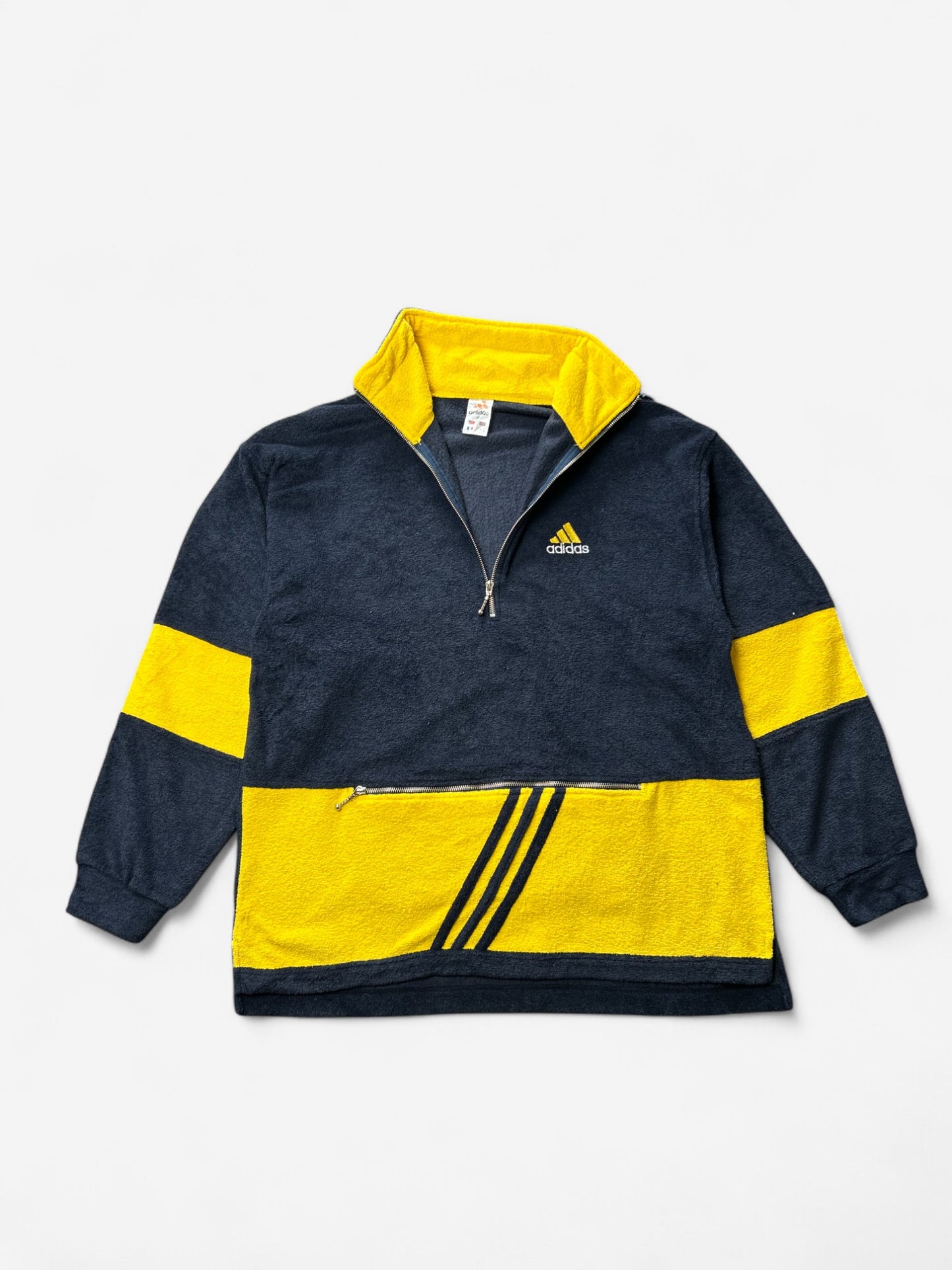 Adidas Navy and Yellow Striped Fleece (XXL)