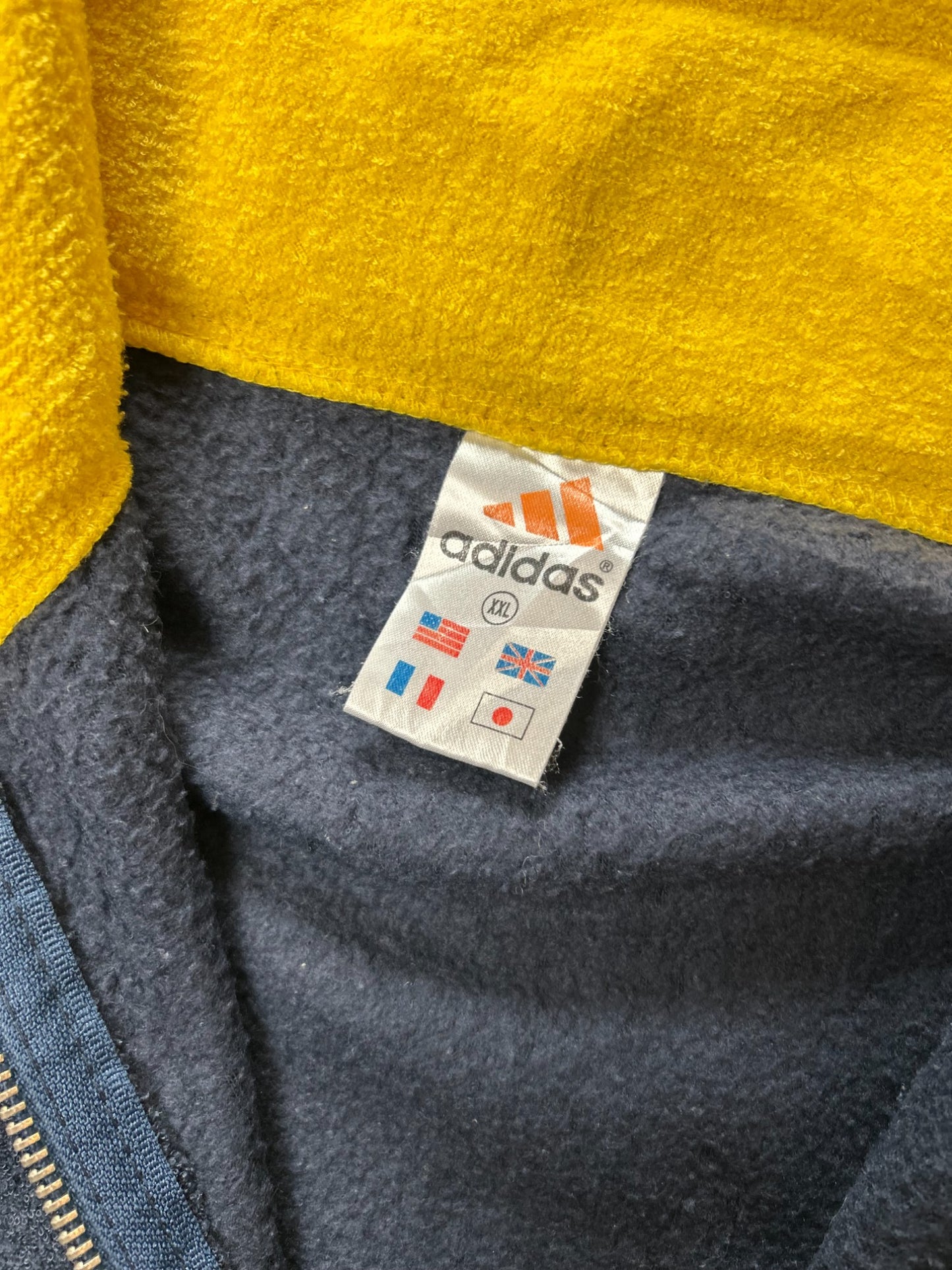 Adidas Navy and Yellow Striped Fleece (XXL)