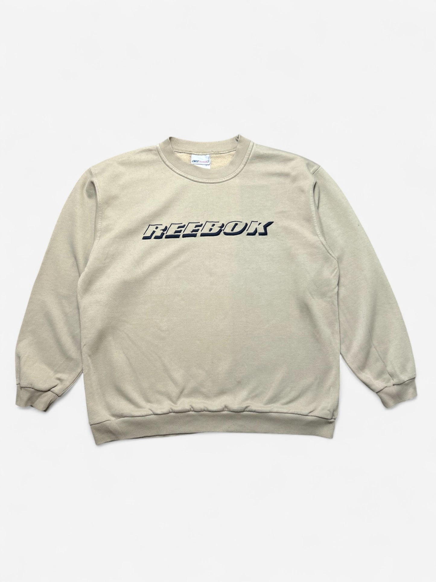 Reebok Beige Spelled Out Embroidered Sweatshirt (L)