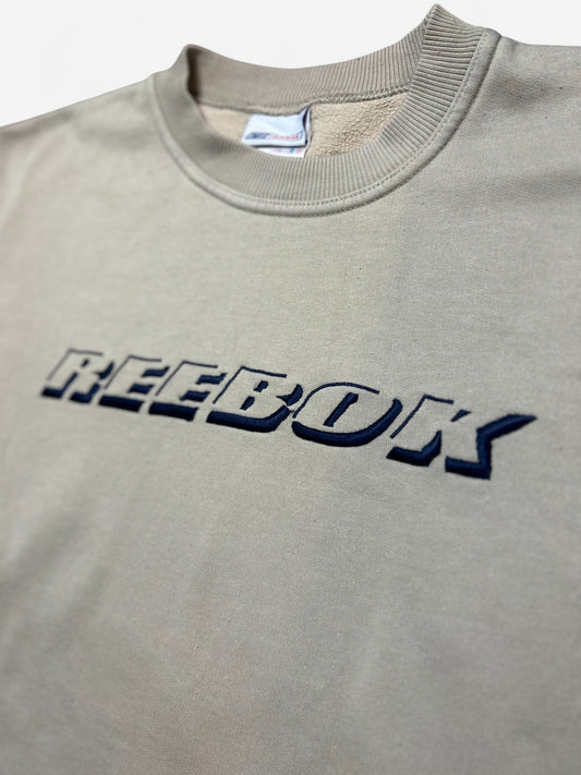 Reebok Beige Spelled Out Embroidered Sweatshirt (L)
