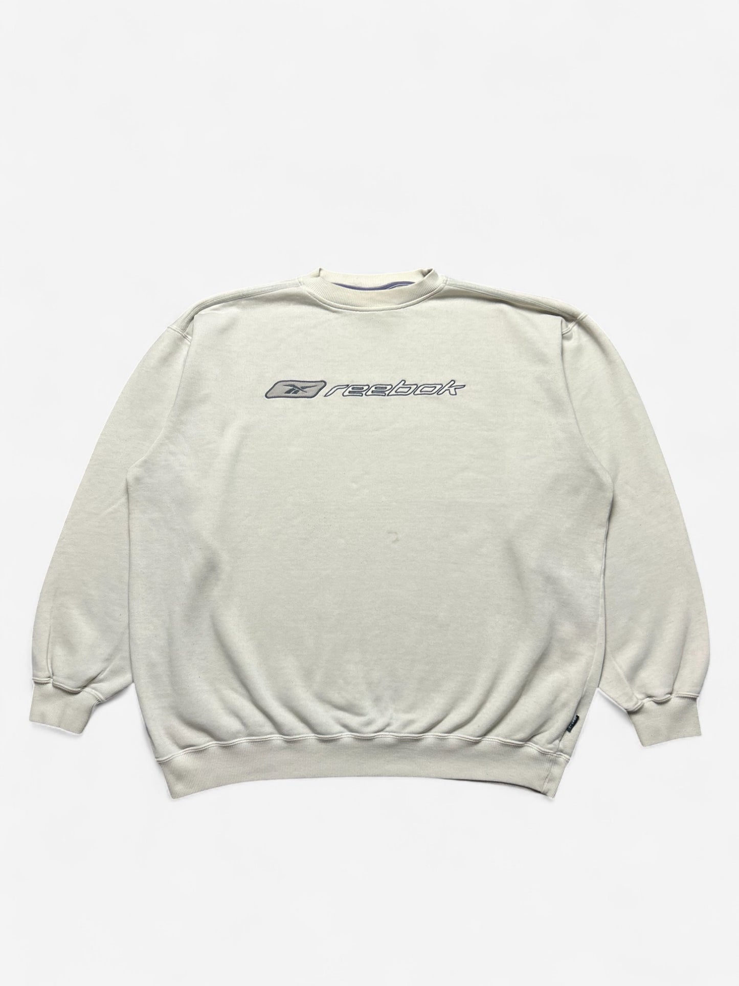 Reebok Cream Embroidered Spell Out Sweatshirt (XL)