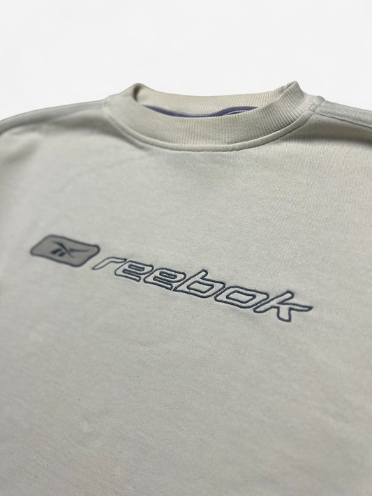 Reebok Cream Embroidered Spell Out Sweatshirt (XL)