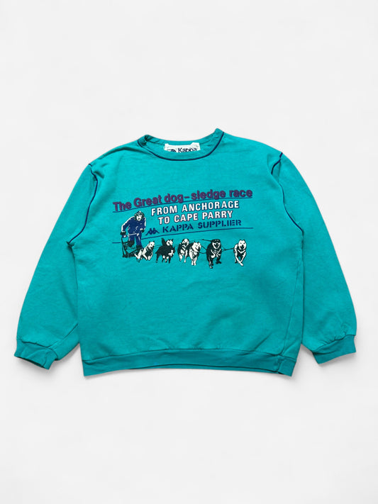 Kappa 90s Vintage RARE Cyan Sweatshirt (L)