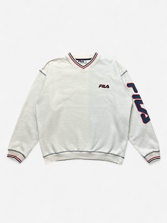 FILA White Spelled Out Embroidered Sweatshirt (M)