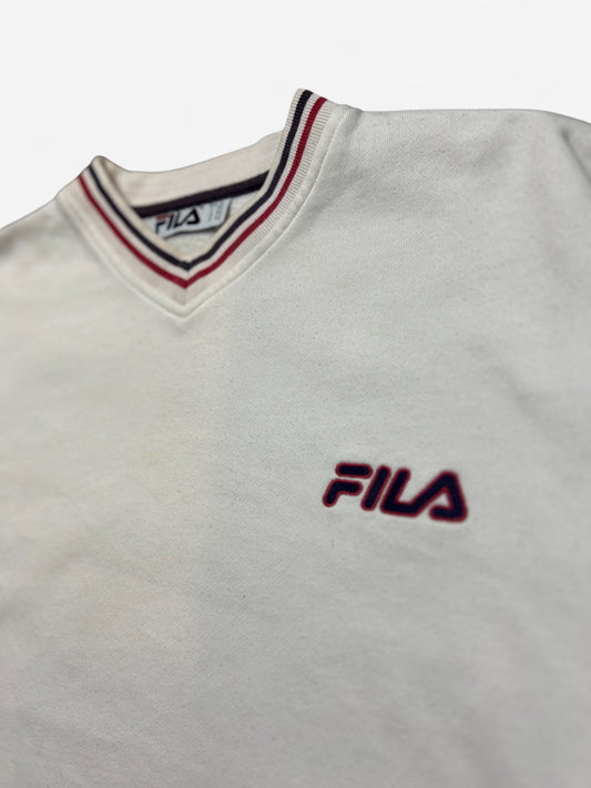 FILA White Spelled Out Embroidered Sweatshirt (M)