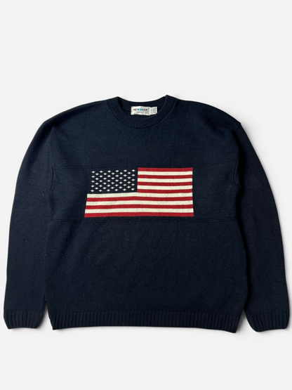 New Era Vintage USA Flag Knit Sweatshirt (XL)